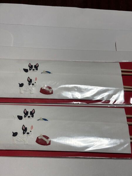 めでたや いぬ箸包み 2膳入り×2 丸箸 国産檜使用