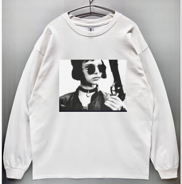 男女兼用 映画 レオン マチルダ ロンT 長袖Tシャツ/白