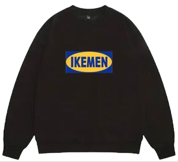 男女兼用 IKEMEN イケメン パロディ トレーナー おもしろ スウェット/黒