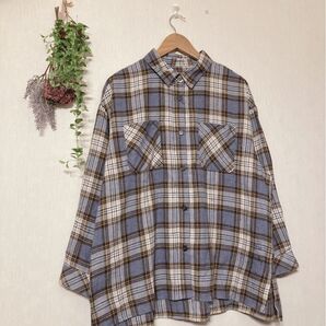 ☆ チェックシャツ ネルシャツ ブルー