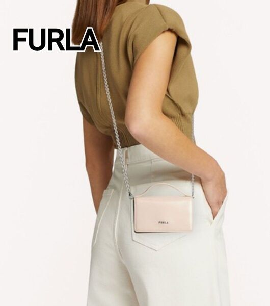 美品 ☆現行ロゴ☆ FURLA ピンク SPLENDIDA MICRO BAG ミニバッグ ショルダーバッグ レザー