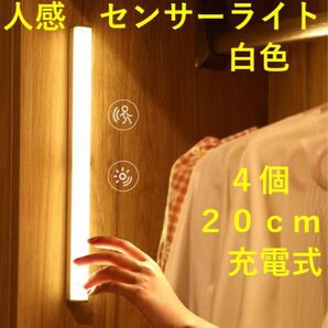 ナイトライト 人感センサーライト 白色 軽量 20cm 4個セット