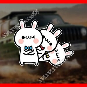 ステッカーNo.328 PC 車 バイク デカール 防水 うさぎ戦隊3レンジャー かわいいうさちゃん ポーズ 仲良し おしゃれ蝶ネクタイ 3匹組