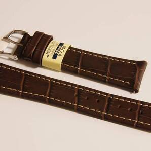 《送料サービス》 ラグ幅 22mm カーフ (アリゲーター型押) モレラート プラス ダークブラウン クリッカー仕様