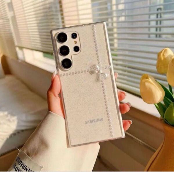 可愛い Galaxy S24 Ultraケース リボン シリコン ソフトケース シンプル おしゃれ 大人気 ギャラクシーカバー