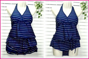 E'pate separate swimsuit tia-do skirt set 7 number /S navy × border 