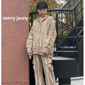 美品 メリージェニー マルチカラーニットカーディガン ゆったり レトロライク