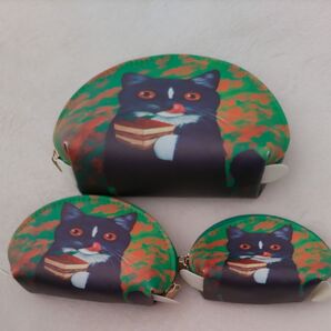 黒猫マトリョーシカポーチ3点セット