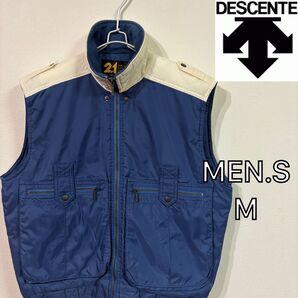 【DESCENTE】希少90年代ダウンベスト メンズM ブルー デサント