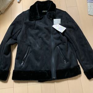  free shipping fake mouton rider's jacket M size black lady's 