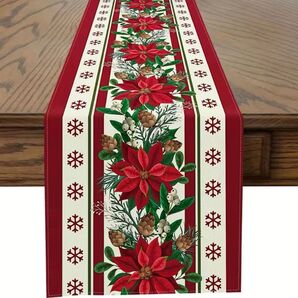 テーブルランナー テーブルクロス クリスマス ポインセチア 赤 テーブルセンター