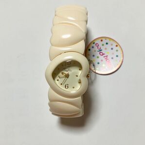 新品 Tiny Pico 時計ハートゴムベルトクリーム
