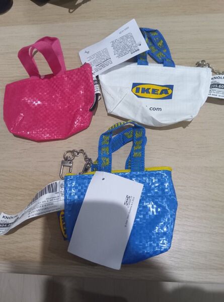 IKEA小物入れバック3つセット ピンク、青、白色