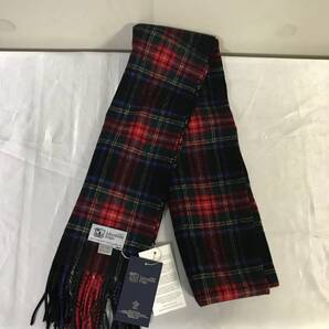 新品未使用本物ジョンストンズJOHNSTONSカシミアチェック柄マフラーストール黒ブラックレディースメンズビジネススーツトゥモローランド