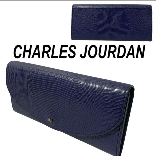 CHARLES JOURDAN シャルル・ジョルダン 長財布 ウォレット 折り財布 ネイビー系