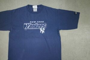 【古着 PUMA MLB NEWYORKYANKEES チームTシャツ青M】プーマメジャーリーグ野球ニューヨークヤンキースHIPHOPDANCEヒップホップ 8343