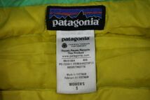 【古着レアLADY'S Patagonia 薄手ダウンベスト黄緑S】パタゴニアアウトドアキャンプインナーダウン1004_画像4