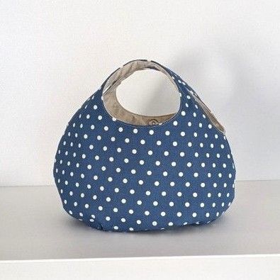 水玉 ドット 丸底 ころりんバック ハンドメイド 丸いバック ハンドバッグ 軽いバック グラニーバック