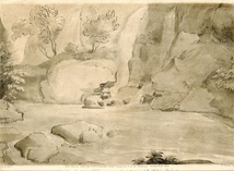 1802年 クロードロラン「真実の書」メゾチント No.5 A Rocky Scene_画像1