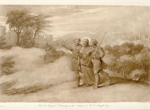 1803年 クロードロラン「真実の書」メゾチント No.27 Christ and his Disciples going to Emmaus