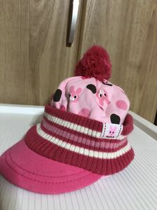 本物ミキハウスのピンクうさぎのニット帽 Sのため52程度？