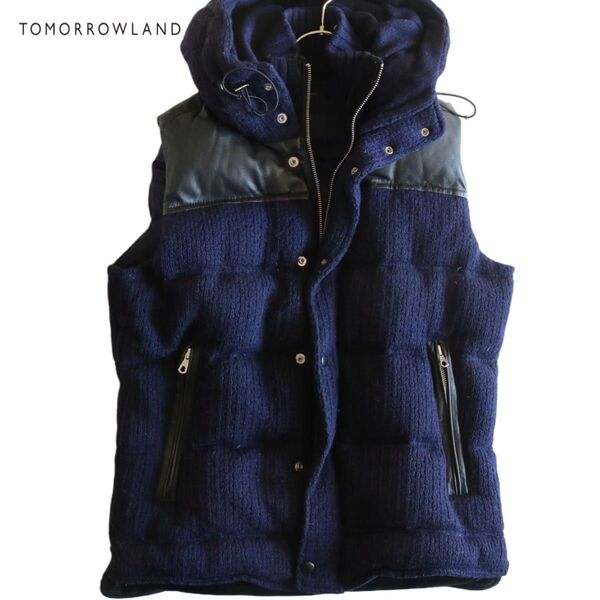 【TOMORROWLAND/BLUE WORK】美品 ダウンベスト ウール 紺★