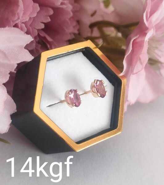 SALE★マラヤガーネットのひと粒ピアス(14kgf)