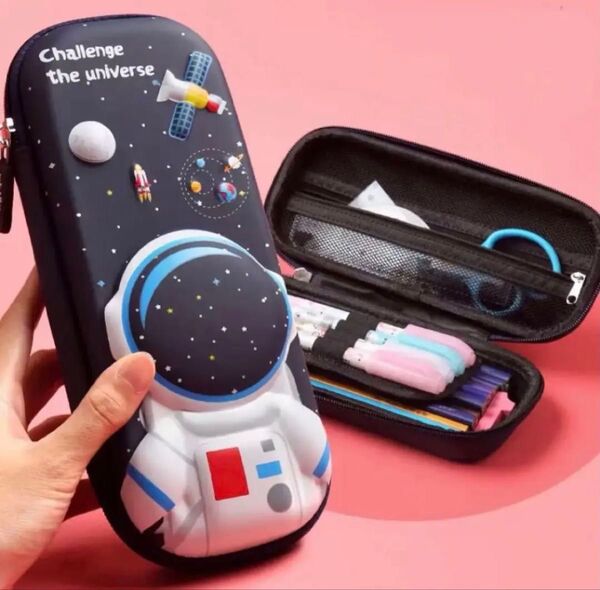 筆箱ペンケース 宇宙飛行士 ロケット かっこいい ネイビー 3D 筆箱 立体