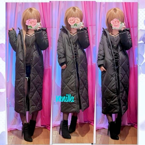 【SHEIN】シンプル ブラック ロング丈 ダウンジャケット 新品 完全防寒