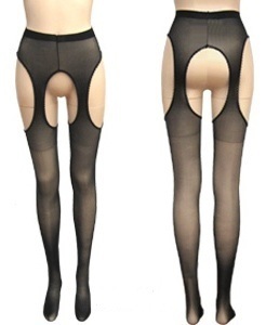 [ free shipping ] * suspenders bread tea stockings * black / black M~LL*