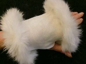  lady's finger cut . gloves natural rabbit fur attaching finger less gloves service goods white **!