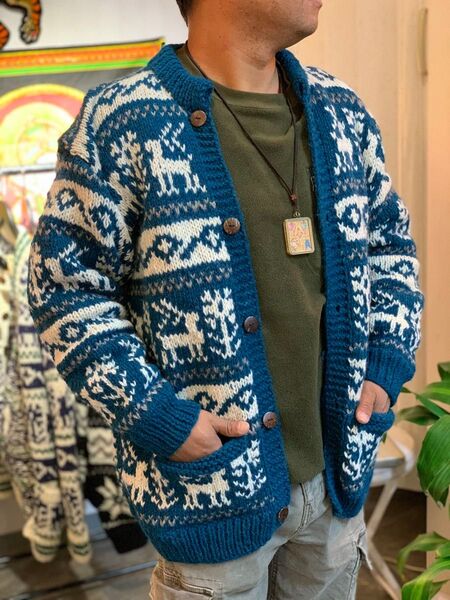 100%ウールニット厚手セーター ニット カーディガン セーター ウール ジャケットカーディガン