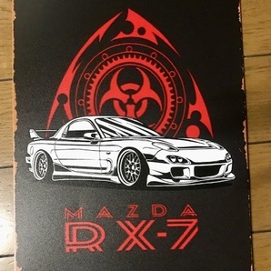 誰も持ってない? マツダ RX7 FD3 ロータリーロゴ ビンテージ・レトロ風ブリキのアート看板 お部屋に・ガレージに! 送料サービス