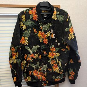 【古着好き必見】【美品レア】10 DEEP テンディープ MA-1タイプ ブルゾン size M 黒ベース総柄 花柄 刺繍 メンズ