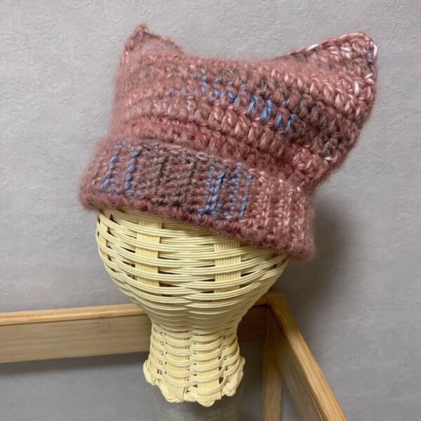 ハンドメイド ネコ耳 帽子 ニット帽 ベビー ニット帽 かぎ編み