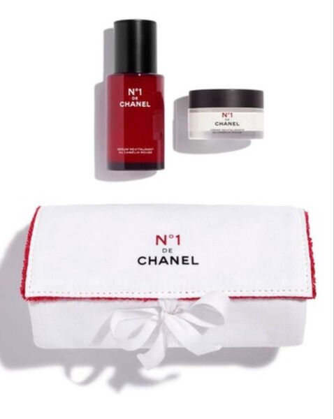 【新品、未使用】CHANEL No1 ドゥシャネル スキンケアデュオ(美容液&クリーム、ポーチセット)