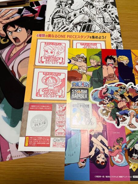 ワンピース くら寿司 景品 クリアファイル ノート スタンプとシール 付録 ONEPIECE 尾田栄一郎