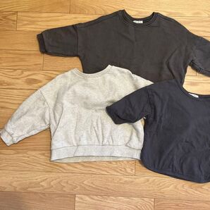 minirobe トレーナー スウェット 子供服 70cm プルオーバー 男の子 チャコールグレー オートミール