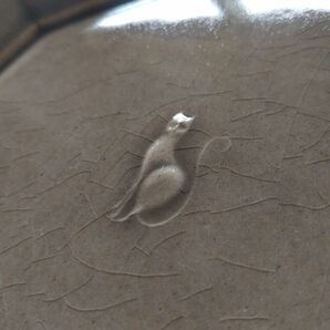 猫のオクトゴナルプレート 2枚 ツヤ有り 貫入 皿 食器 フランス 八角形 アンティーク好きにも