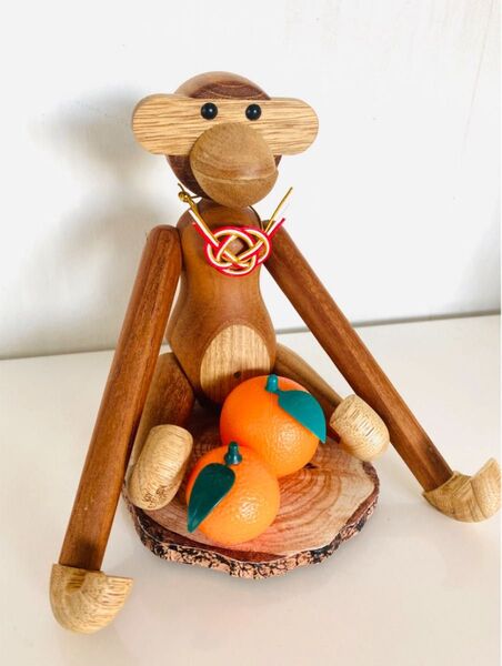 カイボイスンモンキー お正月セット みかん 水引 オブジェお飾り 鏡餅 しめ縄 人形 ぬいぐるみ ぬい ぬい活