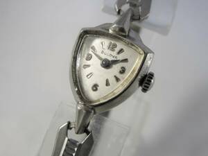 1962年製 BULOVA ブローバ アンティーク ビンテージ 手巻き 腕時計 1960年代アメリカUSA 女性用 シルバー銀色 ブランド ウォッチ ベルト付