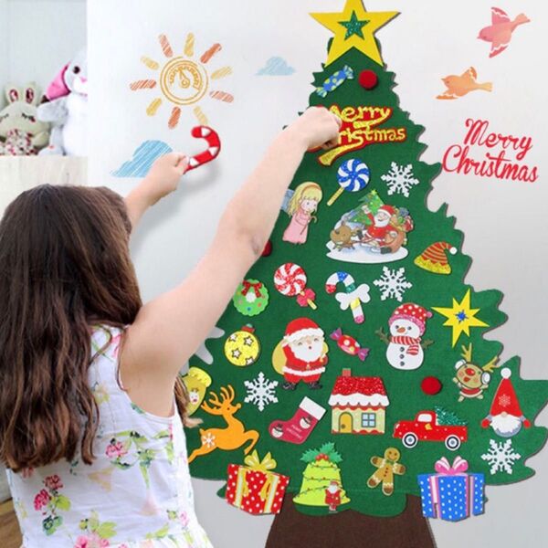 クリスマスツリー タペストリー フェルト DIY オーナメント 壁掛け おもちゃ 飾り付け