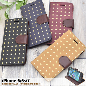 [ free shipping ]iPhone6s/6 smartphone case # iPhone 6s/6# I ho n6s/6# case # mobile case # Gold dot mat leather notebook type case 