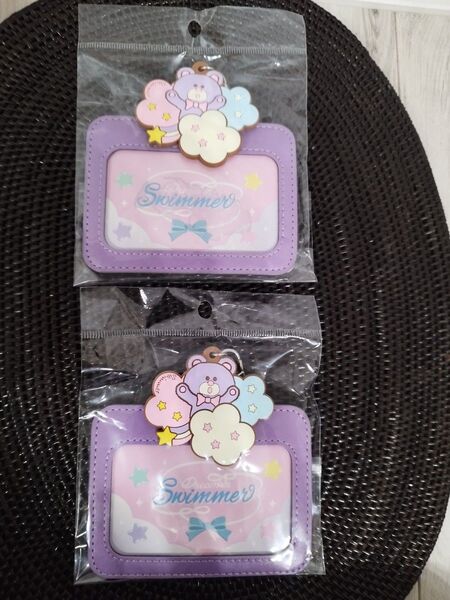 新品 SWIMMER スイマー ストラップ付きくまのパスケース×2個 カード入れ 定期入れ お揃い 友達 姉妹 双子