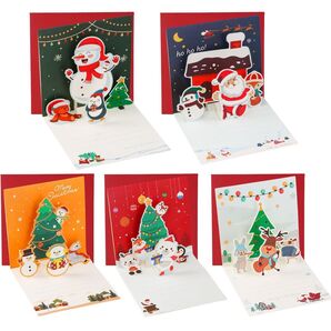 クリスマス 立体カード 3D カード ギフトカード 封筒付き 5枚セット