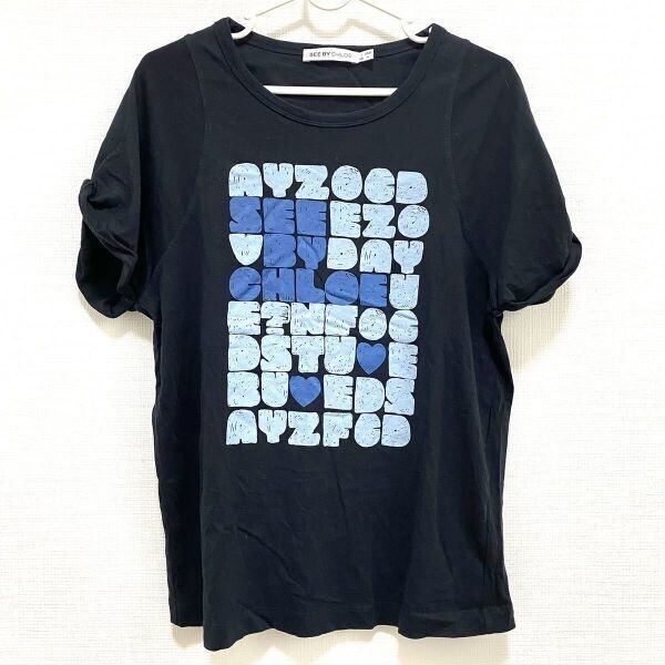 See By Chloe シーバイクロエ 半袖Tシャツ レディース/黒/ ブラック カジュアル◎14-32
