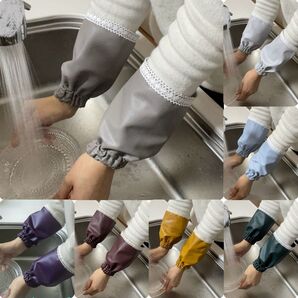 【ダークグレー・レース】防水腕カバー 防水アームカバー 袖口濡れない♪