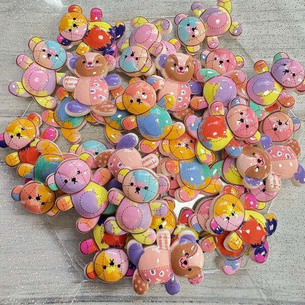 セール パッチワークくま 30個 デコパーツ ハンドメイド