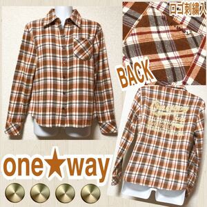 【one★way】ネル素材BACKダメージロゴプリントチェック柄シャツ