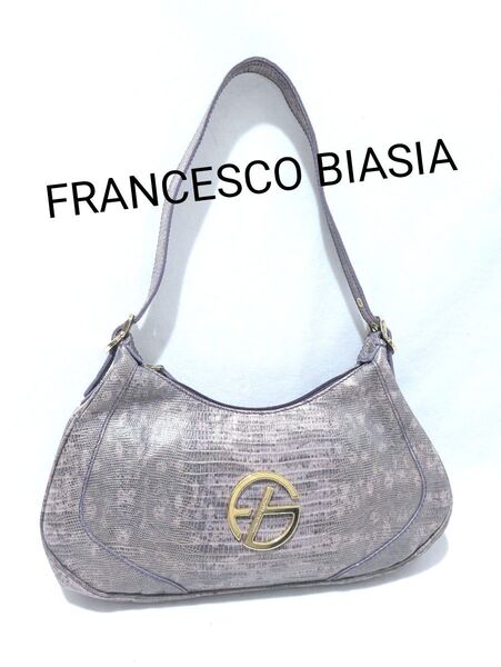 FRANCESCO BIASIA フランチェスコビアジア レザー ワンショルダーバッグ イタリア製 パープル ゴールド